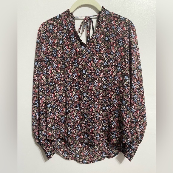LOFT Spring Floral Tie Back Blouse - Picture 2 of 7